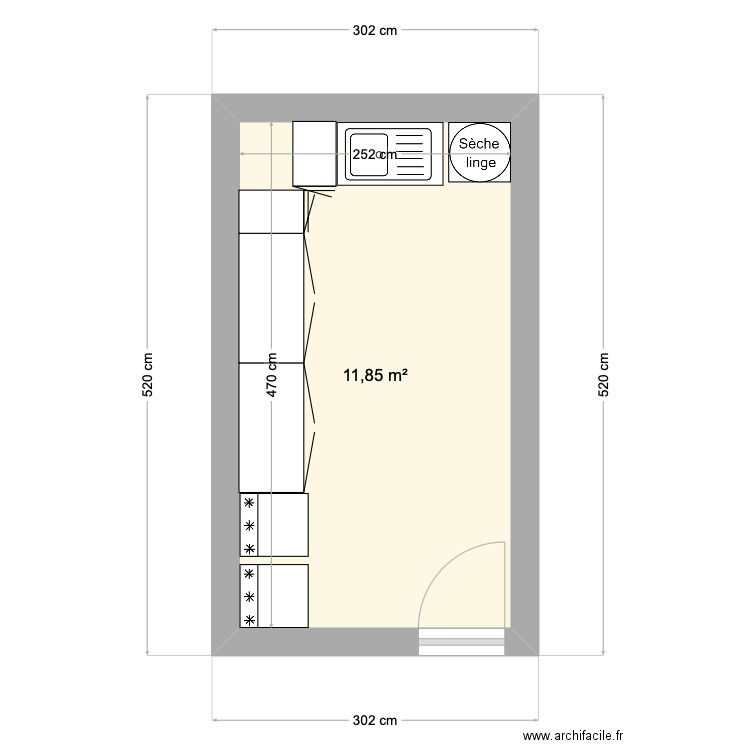 cellier. Plan de 1 pièce et 12 m2