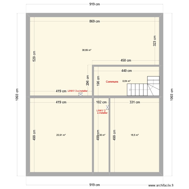 1er. Plan de 5 pièces et 88 m2