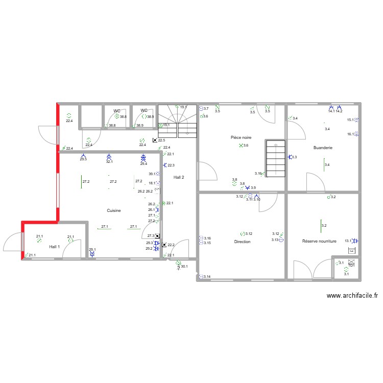 Hamoir RDC 2. Plan de 11 pièces et 92 m2