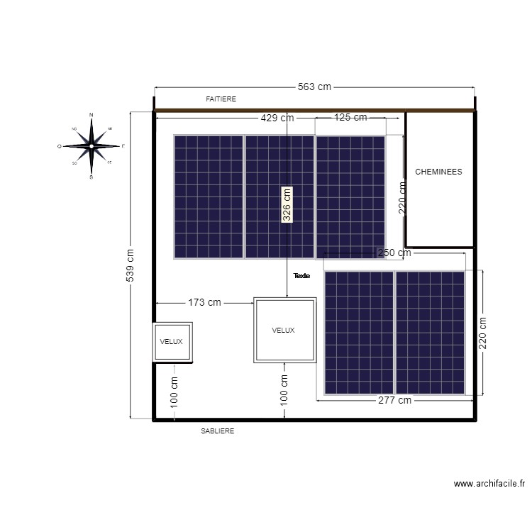 TOIT SOLISTAR. Plan de 1 pièce et 3 m2