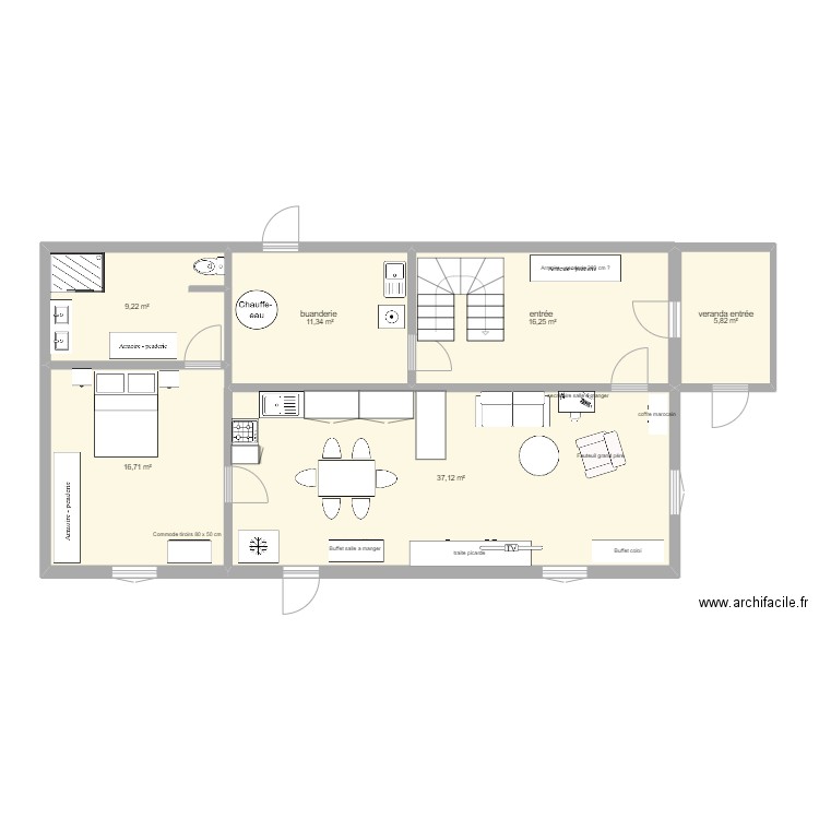 courth rdc aménagé 1. Plan de 6 pièces et 96 m2