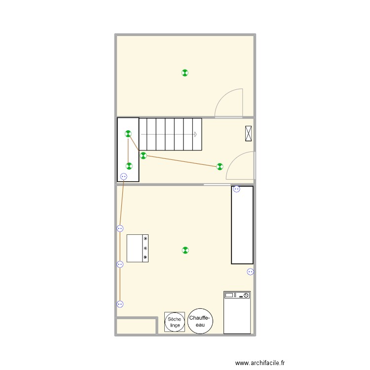 Cave chaufferie. Plan de 4 pièces et 33 m2