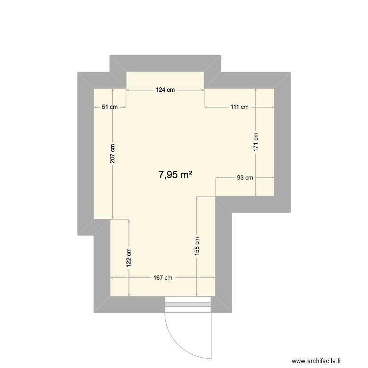 Cuisine. Plan de 1 pièce et 8 m2