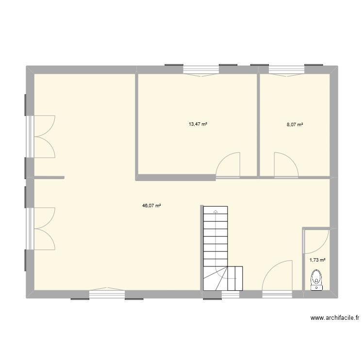 RDc muntz. Plan de 4 pièces et 69 m2