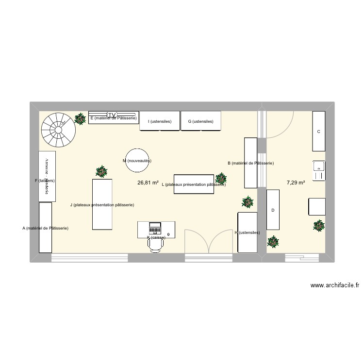 Adoc. Plan de 2 pièces et 34 m2