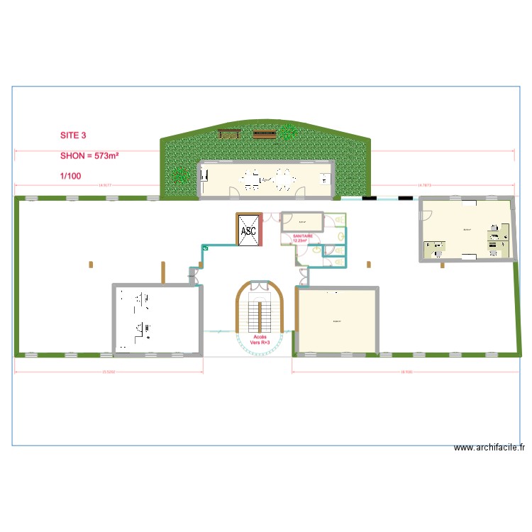 lenazz et enorouille . Plan de 5 pièces et 105 m2