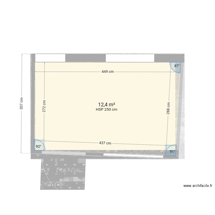 Extension 1. Plan de 1 pièce et 12 m2