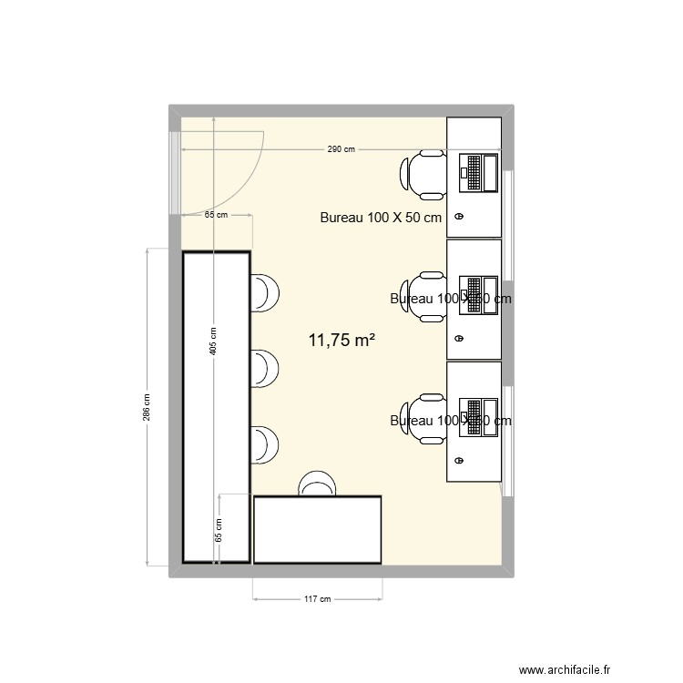 20250204_plan_bureau_frederic_ASF_V0. Plan de 1 pièce et 12 m2