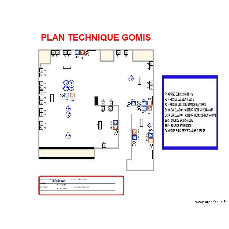 PLAN TECHNIQUE GOMIS4. Plan de 4 pièces et 8 m2