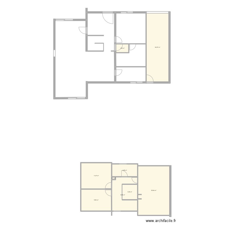 4 finistere. Plan de 9 pièces et 84 m2