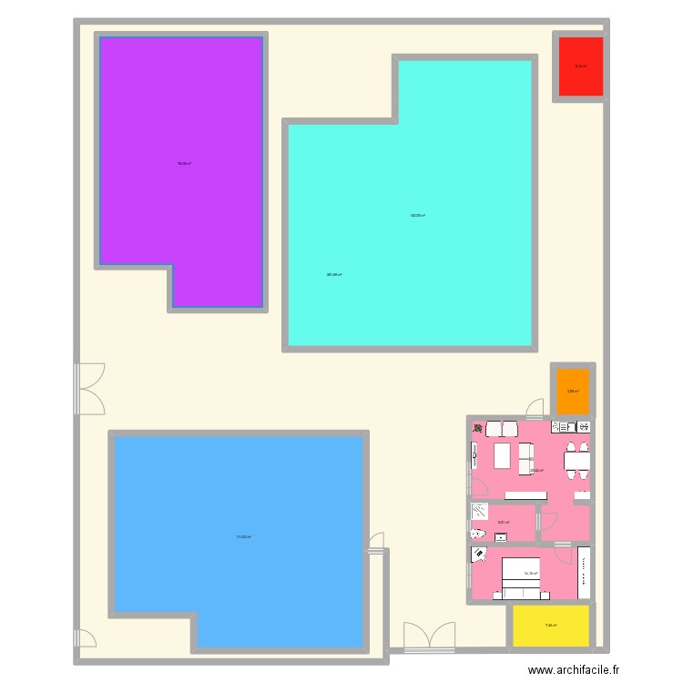 Projet Plan Occupation - Mode cérémonie. Plan de 10 pièces et 939 m2