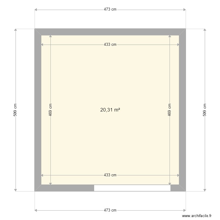 %§£MK?OK. Plan de 1 pièce et 20 m2