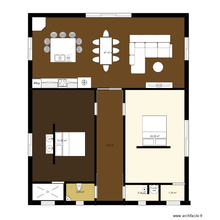 plan 1 essai. Plan de 7 pièces et 118 m2