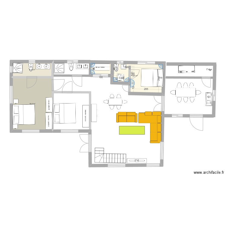 Ayos1. Plan de 3 pièces et 32 m2