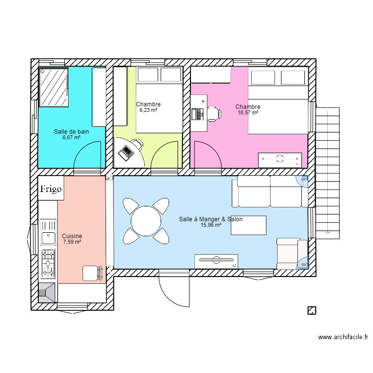 Plan trano duval nasa. Plan de 5 pièces et 46 m2