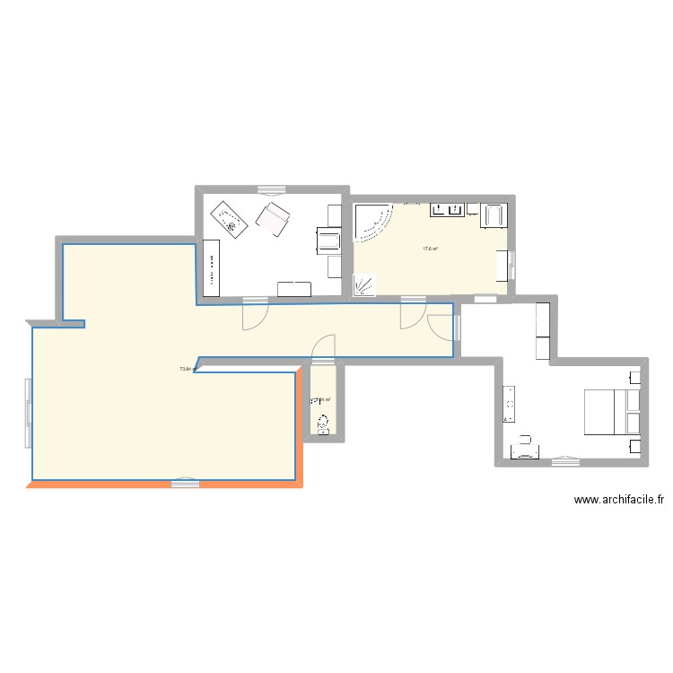 Plan Maison. Plan de 3 pièces et 94 m2