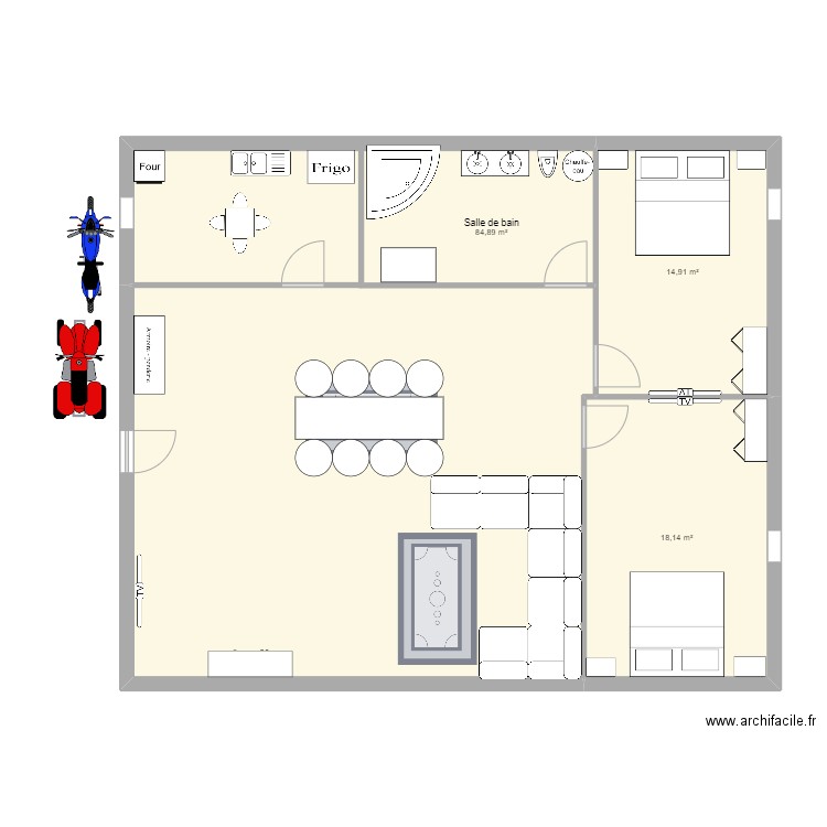 plan maison tom. Plan de 3 pièces et 118 m2