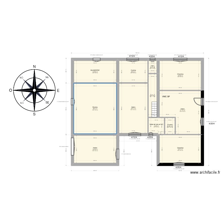  ML25002584  FERNANDEZ. Plan de 18 pièces et 193 m2