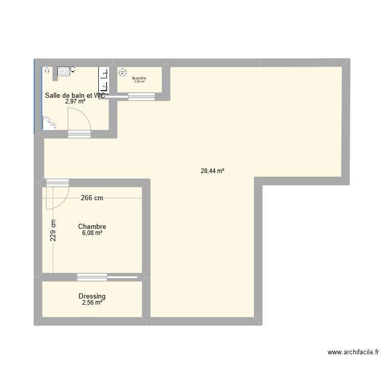 Plan . Plan de 5 pièces et 41 m2