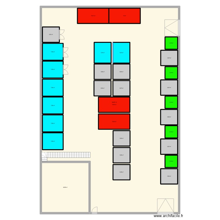 Entrepot . Plan de 32 pièces et 779 m2