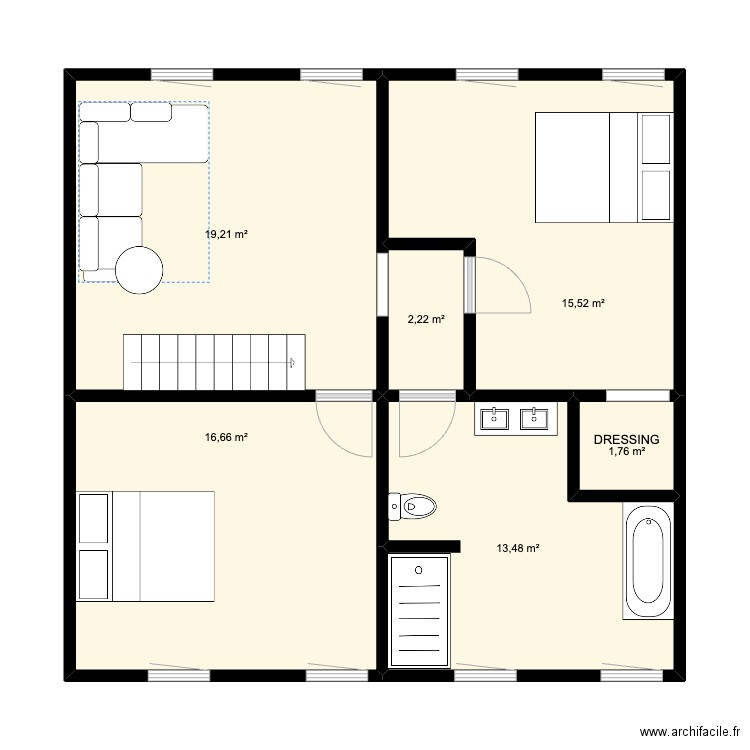 scouffleny 1ER. Plan de 6 pièces et 69 m2