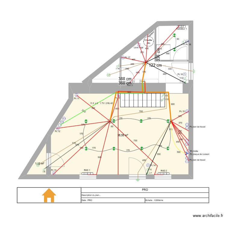 Guillot. Plan de 4 pièces et 74 m2