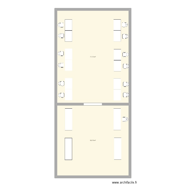 Plan T9 Salon de musique. Plan de 2 pièces et 137 m2