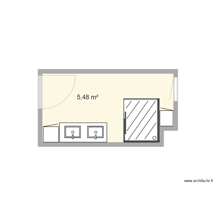 SDB. Plan de 1 pièce et 5 m2