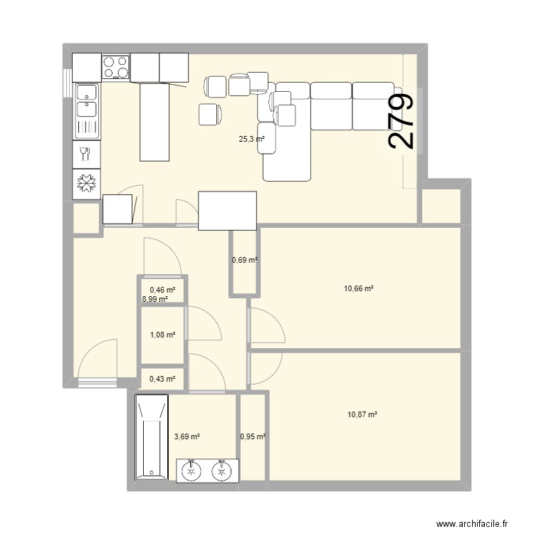 apparte sartrouville meuble. Plan de 10 pièces et 63 m2