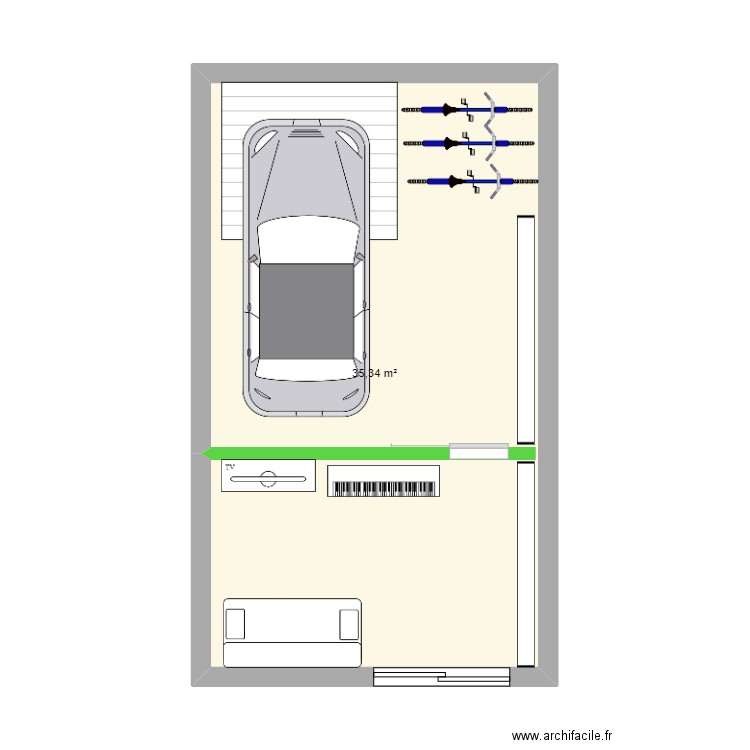 Garage. Plan de 1 pièce et 35 m2