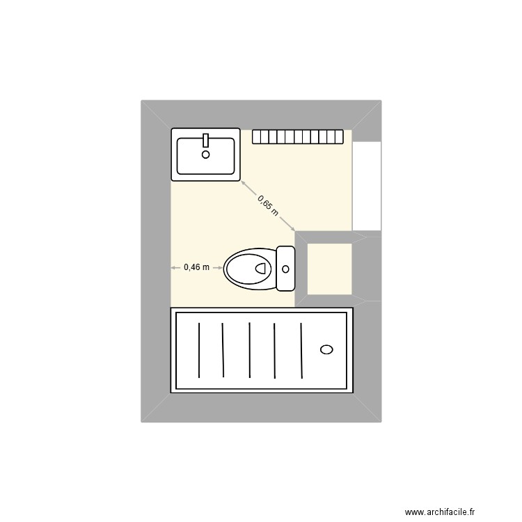 aktar. Plan de 2 pièces et 4 m2