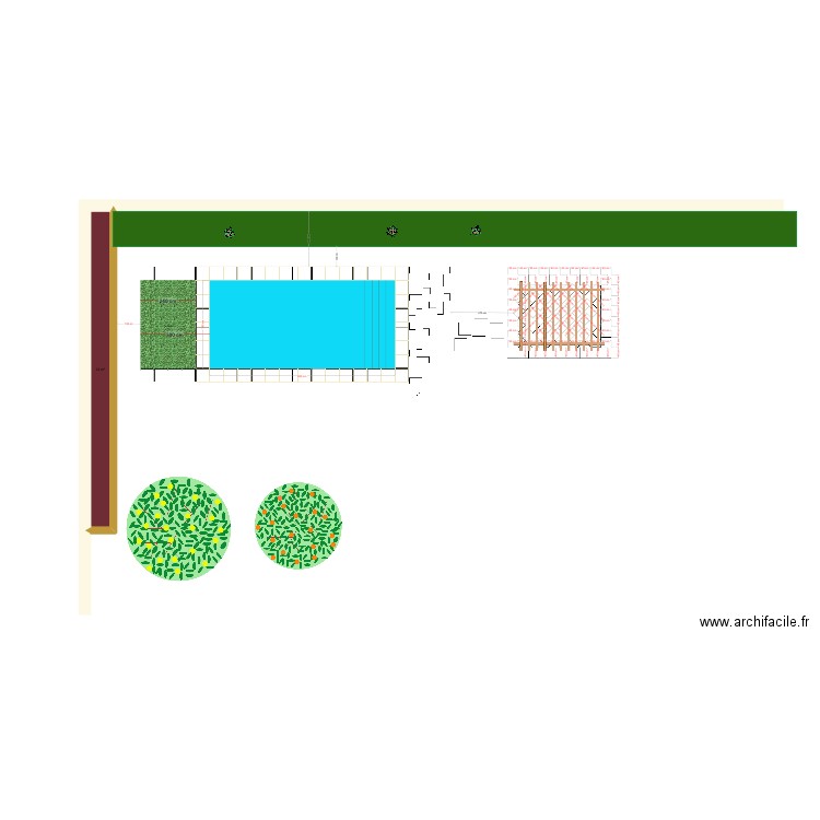 Plages piscine.carrelage 30x60. Plan de 1 pièce et 12 m2