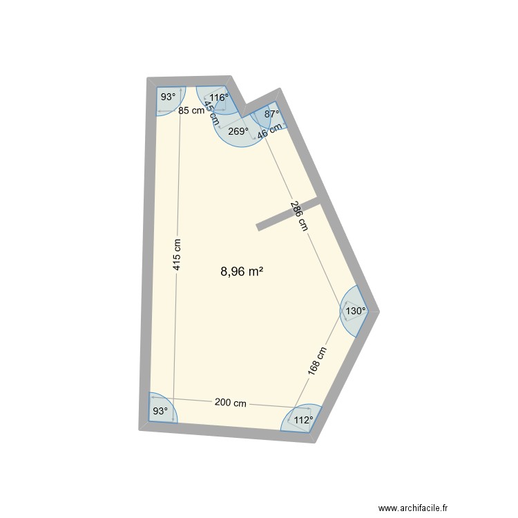 22 Tlemcen. Plan de 1 pièce et 9 m2