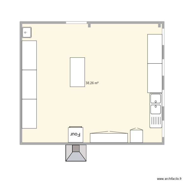 cuisine AGIR. Plan de 1 pièce et 38 m2