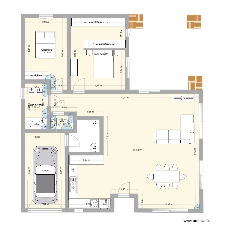 Maison 2. Plan de 6 pièces et 121 m2