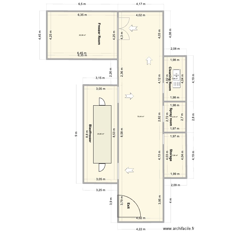 Croissant Room. Plan de 6 pièces et 152 m2