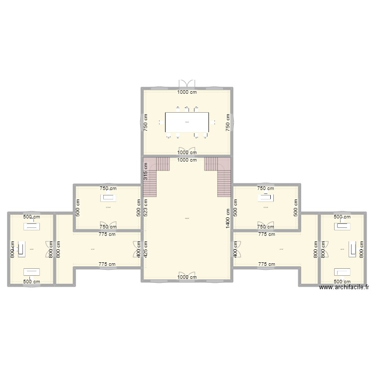 Base 1. Plan de 8 pièces et 464 m2