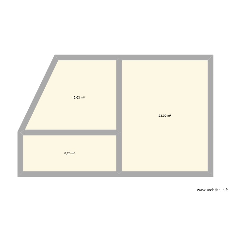 St Ju nu. Plan de 3 pièces et 44 m2