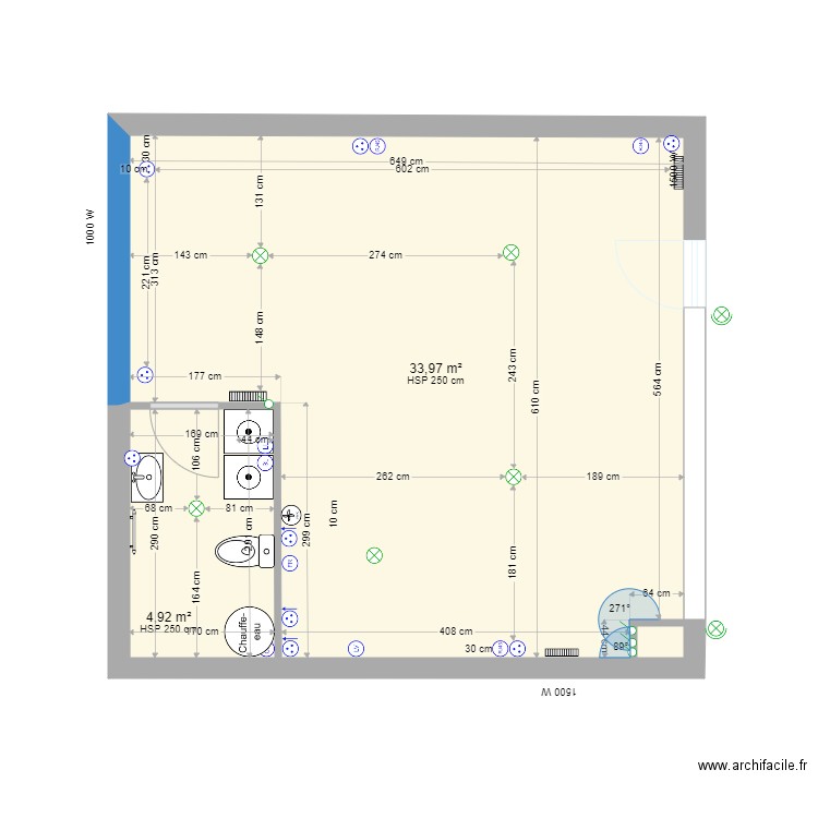 magasin 12 COMMERCE simple. Plan de 3 pièces et 39 m2