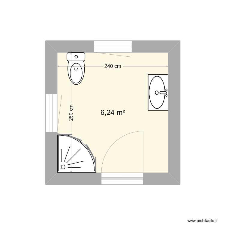 SdB Combles. Plan de 1 pièce et 6 m2