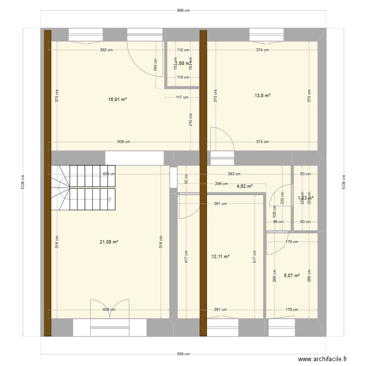 Maison eysines. Plan de 8 pièces et 77 m2