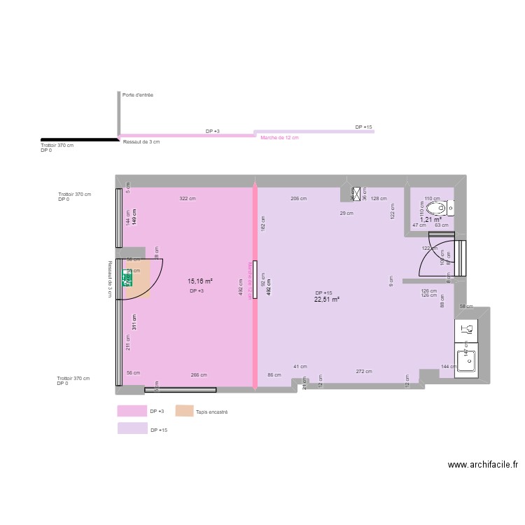 DIV'IN HOUSE AVANT AMÉNAGEMENTS. Plan de 4 pièces et 40 m2