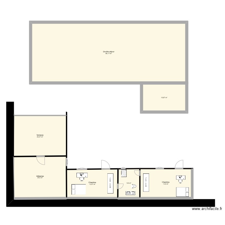 Dépendance de rêve et maison . Plan de 7 pièces et 171 m2