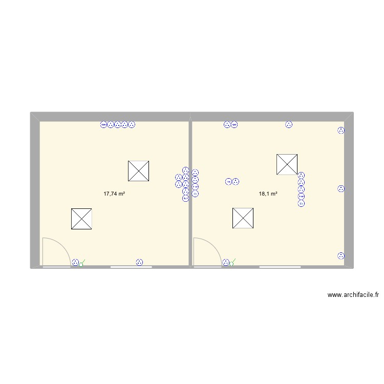 Bureau Sauralec. Plan de 2 pièces et 36 m2