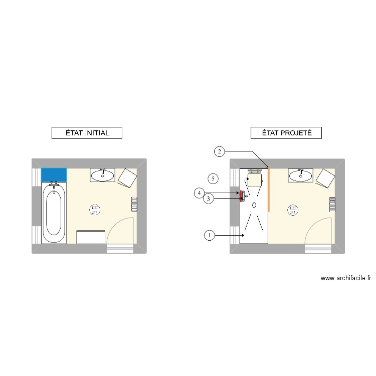 MARTEL. Plan de 2 pièces et 11 m2