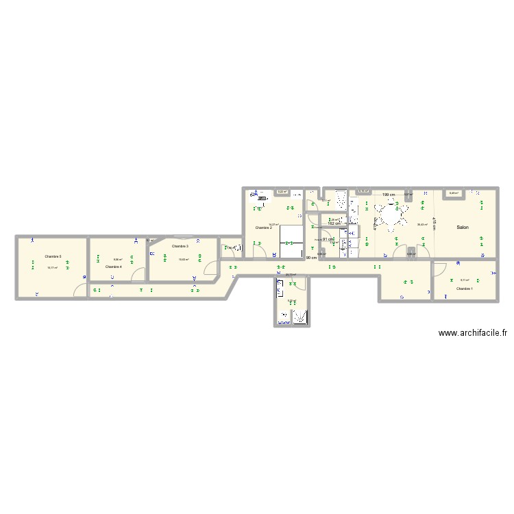 Brasserie 70 1er (8) electricité. Plan de 19 pièces et 135 m2