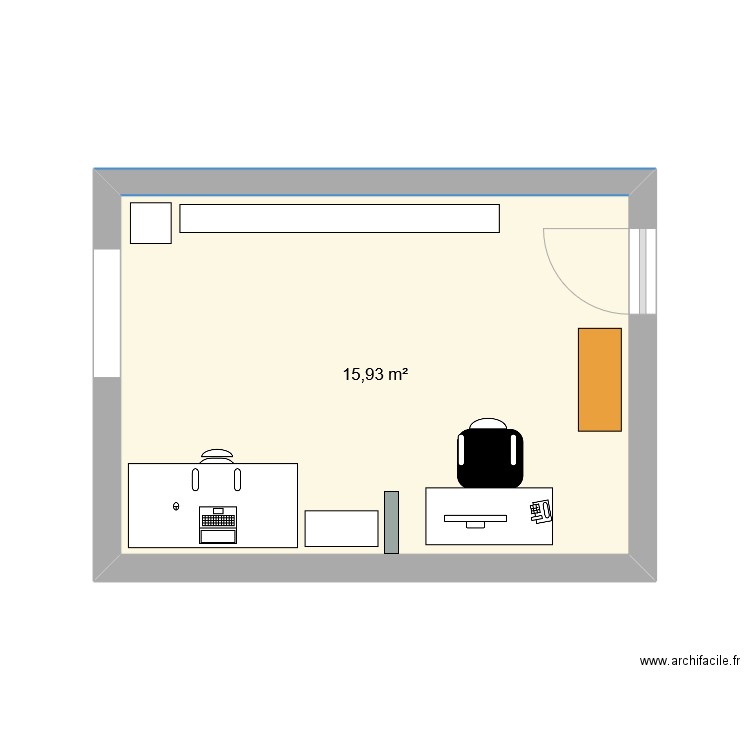 bureau Marc. Plan de 1 pièce et 16 m2