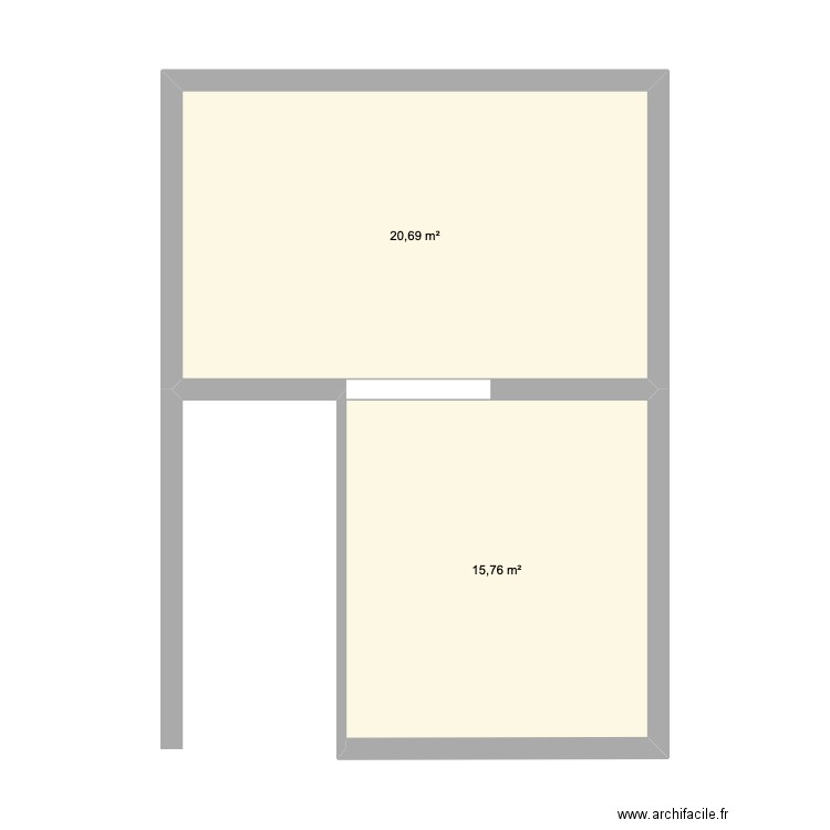 Surelles. Plan de 2 pièces et 36 m2