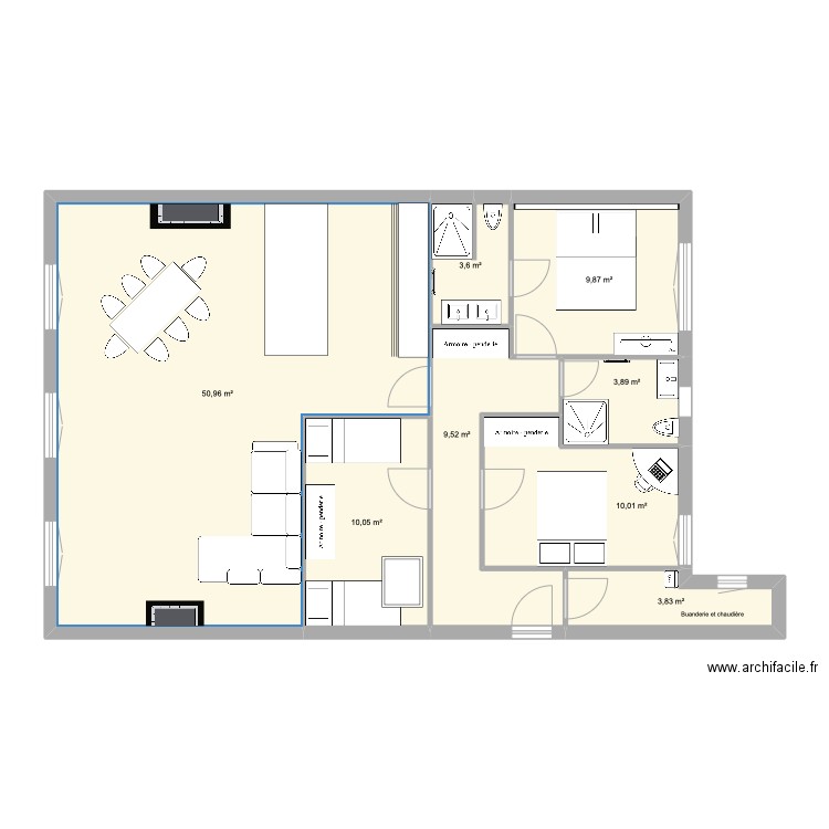 Sillon St Malo. Plan de 8 pièces et 102 m2