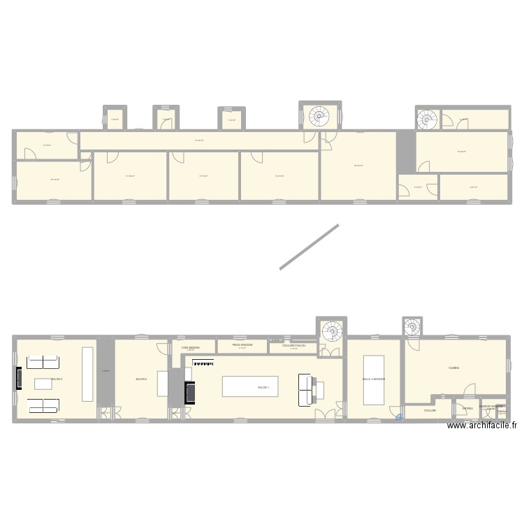 Imbleville. Plan de 34 pièces et 369 m2